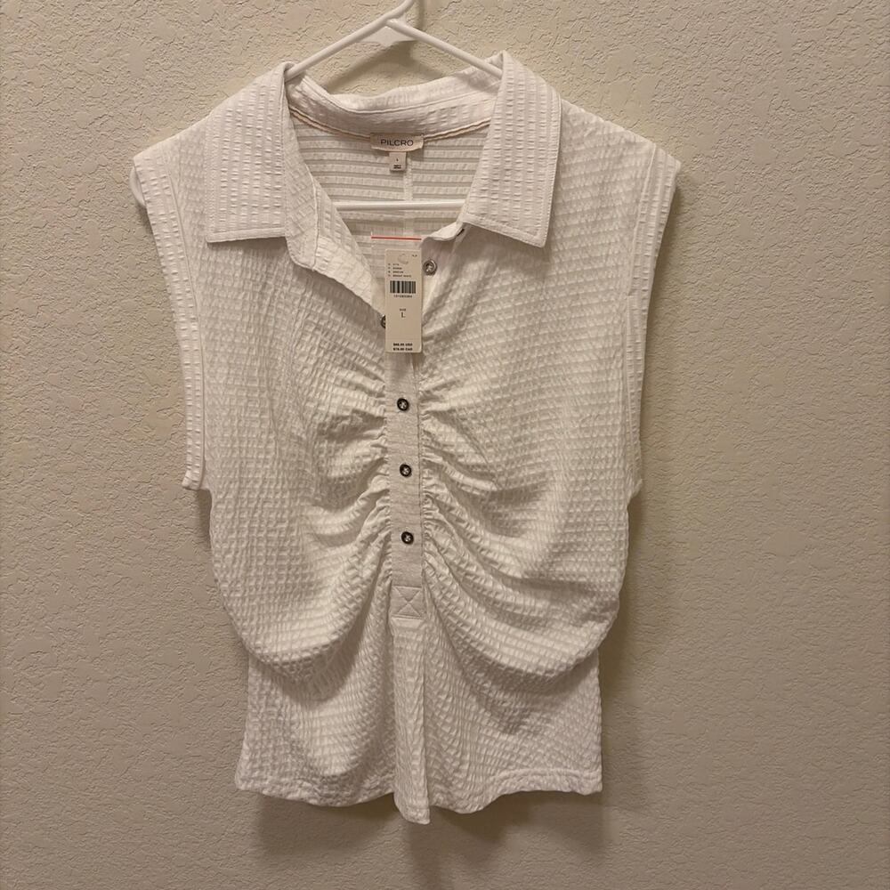 Pilcro for Anthropologie Ruched Polo Tank